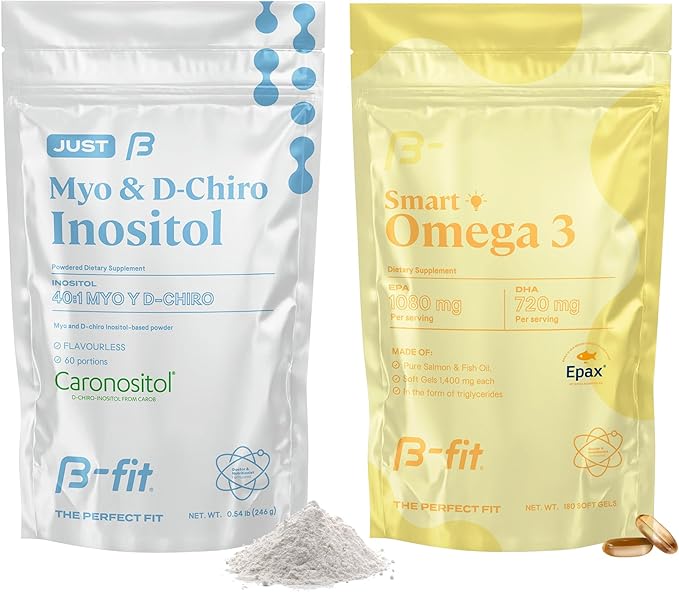 B-FIT B Just Inositol + Omega 3 – Myo-Inositol &amp D-Chiro 40:1 Formula + Fish Oil 1800 mg EPA &amp DHA – 2 Month Supply