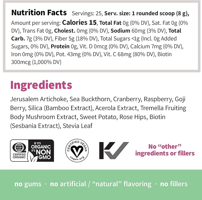 Sprout Living Colorfuel Beauty Powder Drink Mix Organic Superfoods + Adaptogens | Hair Skin &amp Nails Support Vegan Collagen Boost Biotin Silica Vitamin C Super Berry Flavor (25 Servings)