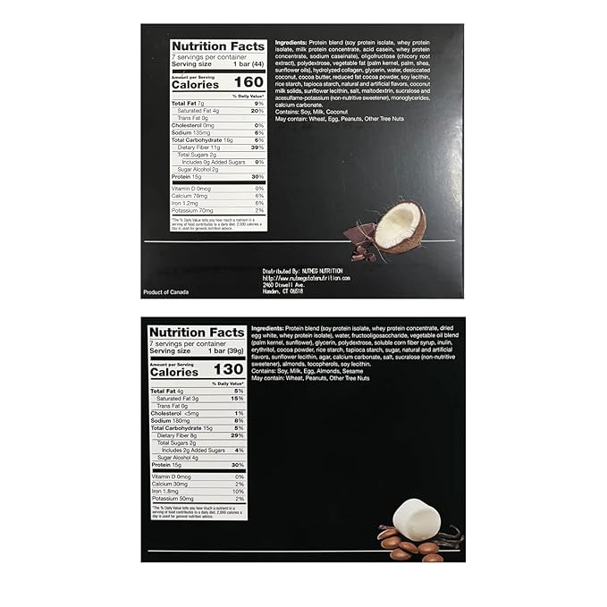PROTIFIT - Low Calorie Coconut Crunch &amp Fluffy Nutter Protein Bar 2 Pack High Protein 15g Protein Low Carb Low Sugar Ideal Protein Compatible 7 Servings Per Box (2 Pack)