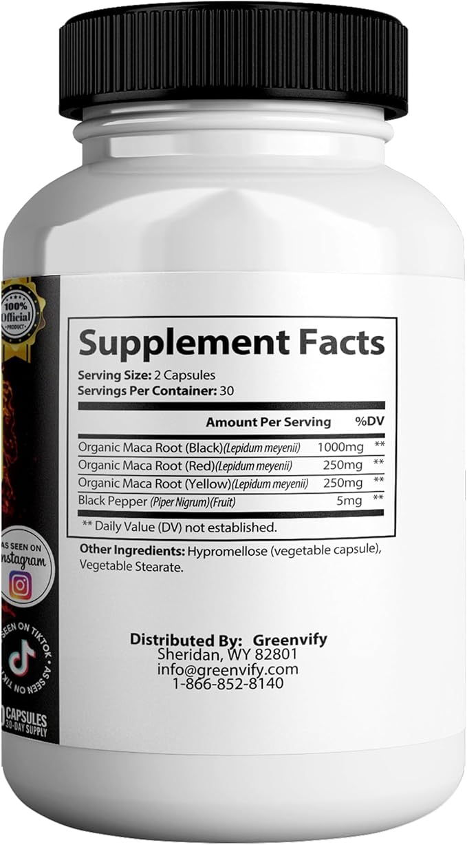Bururan Max Organic Maca Root Supplement Black Pepper 60 Capsules 30 Day Supply (5)