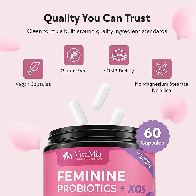 VitaMia Female Probiotics for Women: Probiotics for Women Advanced Feminine Care with 10 Billion CFU Plus XOS Prebiotics for Microbiota Balance and Daily Well-Being