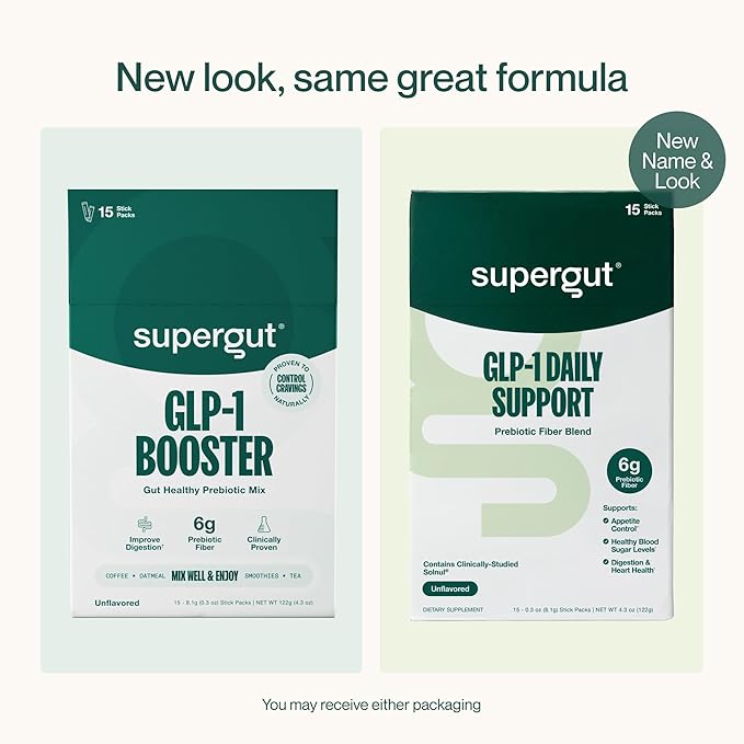 Supergut GLP1 Daily Support - High Fiber GLP-1 Supplement Powder for Women &amp Men - Sugar-Free Drink Mix for Gut Health (15 Servings)