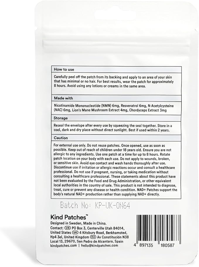 NAD Plus Patches by Kind Patches for Unisex - 30 Count Patches - Pack of 4
