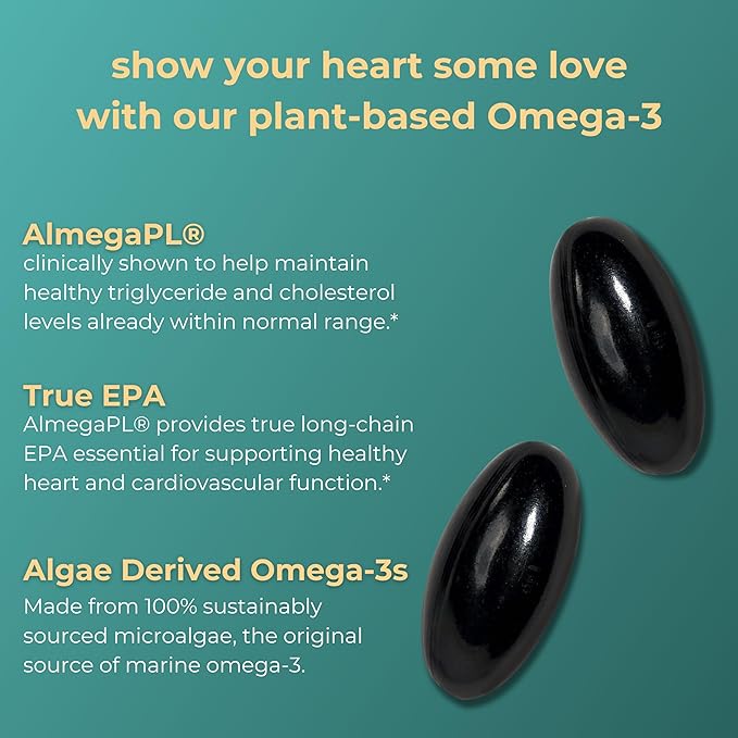 Iwi Life Heart Omega-3 180 Softgels (90 Servings) Vegan Plant-Based Algae Omega Fatty Acids + EPA Heart Health Support Dietary Supplement Krill &amp Fish Oil Alternative No Fishy Aftertaste