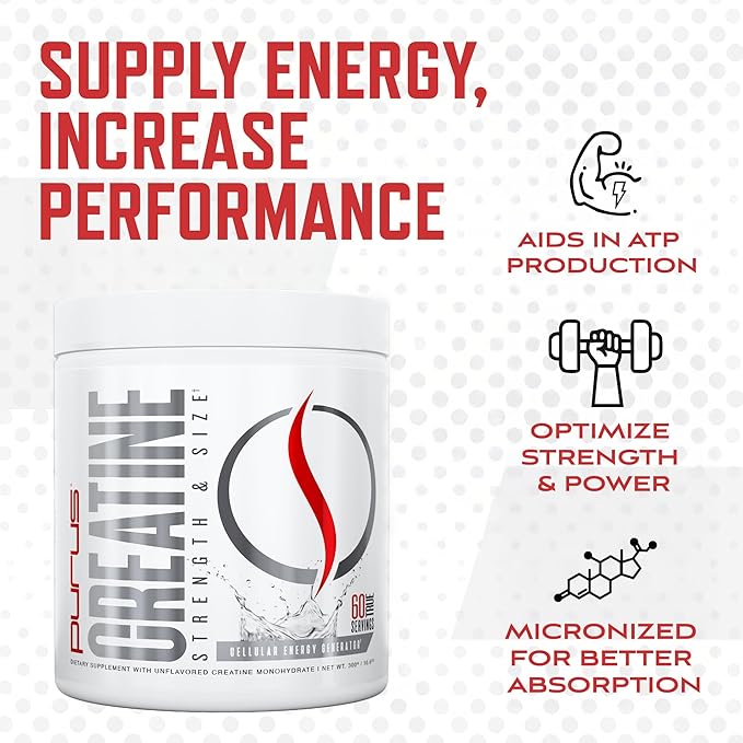 Purus Labs Foundation Series Creatine Powder | 100% Ultra Pure Micronized Creatine for Strength Mass Power Recovery | 60 Servings (Unflavored)
