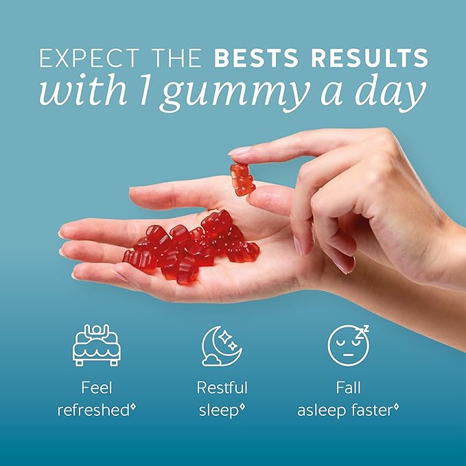 Bears with Benefits Vegan Melatonin 5mg Gummies Sleep Gummies for Reduced time to Fall Asleep with Vitamin B6 &amp Passion Fruit Extract - Super Snooze Sleep Vitamin (60 Gummies)