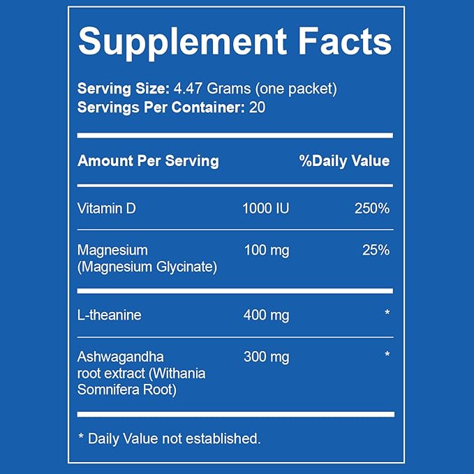 Liquid Anti Stress Cortisol | Liquid Magnesium Drink Cortisol | L-Theanine Ashwagandha Magnesium Ashwagandha | 20 Packets | Sugar Free