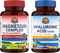 Vitalitown Magnesium + Hyaluronic Acid Bundle| Magnesium Complex (Item 1) &amp Hyaluronic Acid Plus Vitamin C (Item 2) | 120 Magnesium Capsules &amp 90 Hyaluronic Acid Capsules