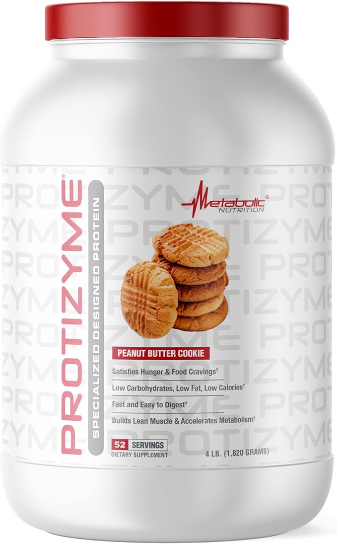 Metabolic Nutrition Protizyme 100% Whey Protein Powder High Protein Low Carb Low Fat Whey Protein Digestive Enzymes 24 Essential Vitamins and Minerals 4 Pound (52 ser)