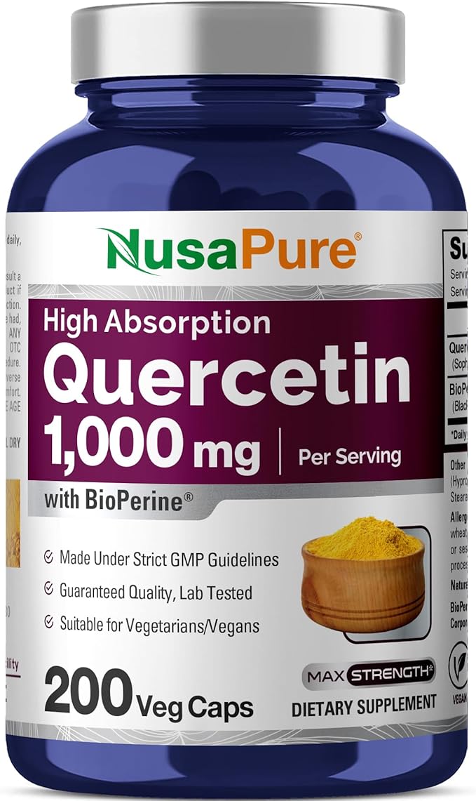 NusaPure Quercetin - Suitable for Vegetarian/Vegan Non - GMO - 1000 mg - 200 Capsules