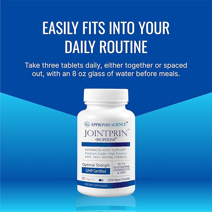 Approved Science Jointprin - Joint Support Supplement - Glucosamine MSM Chondroitin Turmeric Boswellia BioPerine - 1 Month Supply