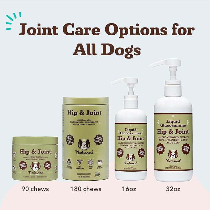 Natural Dog Company Liquid Glucosamine Hip &amp Joint Oil for Dogs 16 oz Extra Strength Cartilage &amp Joint Support Helps Mobility and Eases Occasional Stiffness Dog Vitamins &amp Supplements