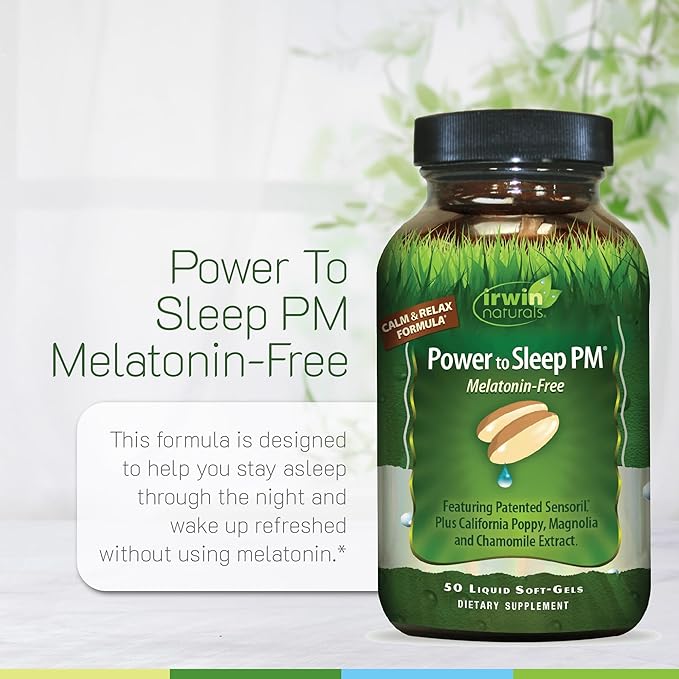 Irwin Naturals Power to Sleep PM Melatonin-Free – Natural Sleep Support with Ashwagandha Magnesium GABA &amp L-Theanine – Promotes Calm Mind Restful Sleep &amp Well-Being – 50 Soft-Gels (2 Pack)