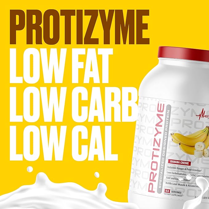 Metabolic Nutrition Protizyme 100% Whey Protein Powder High Protein Low Carb Low Fat Whey Protein Digestive Enzymes 24 Essential Vitamins and Minerals 4 Pound (52 ser)