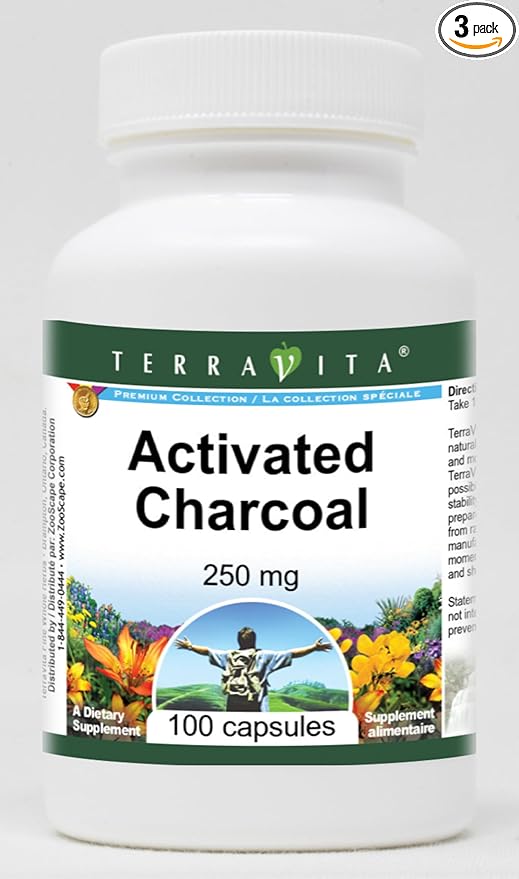 Activated Charcoal - 250 mg (100 Capsules ZIN: 513869) - 3 Pack