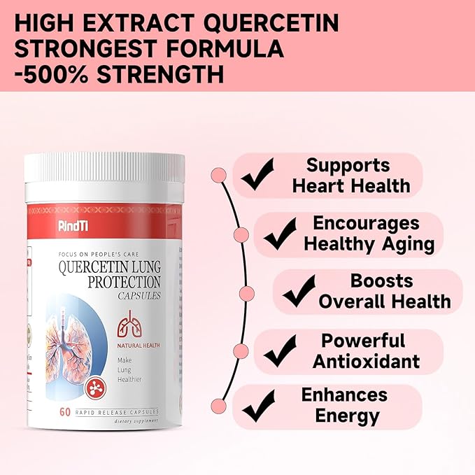 Quercetin with BromelainQuercetin 500mg CapsulesImmune HealthRespiratory Wellness60 Capsules