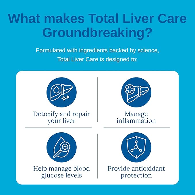 Xtendlife Total Liver Care for Blood Sugar Fat Management &amp Detoxification - Science-Backed Liver Care with Milk Thistle &amp Tocotrienol - 30 Day Supply