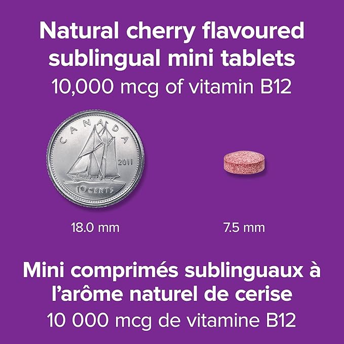 Webber Naturals B12 Ultra-Strength 10000 mcg · Cherry Flavour 40 Sublingual Tablets