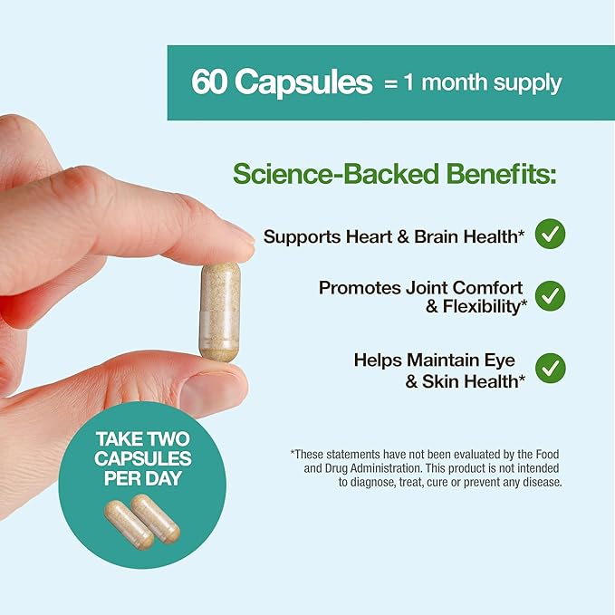 Feelgood Company Vegan Omega-3 Supplement Algae-Based Fish-Free 60 Capsules Gluten-Free Soy-Free Easy to Digest