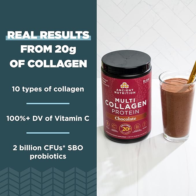 Ancient Nutrition Multi Collagen Protein Powder Vanilla 24 Servings + Multi Collagen Protein Powder Chocolate 24 Servings