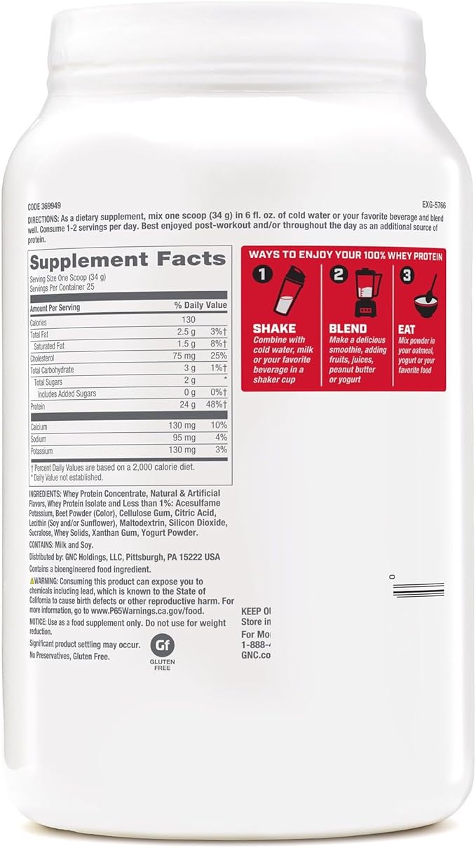 GNC Pro Performance 100% Whey - Creamy Strawberry (25 Servings)