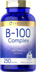 Carlyle B-100 Complex Vitamin | 250 Capsules | Non-GMO Gluten Free Supplement