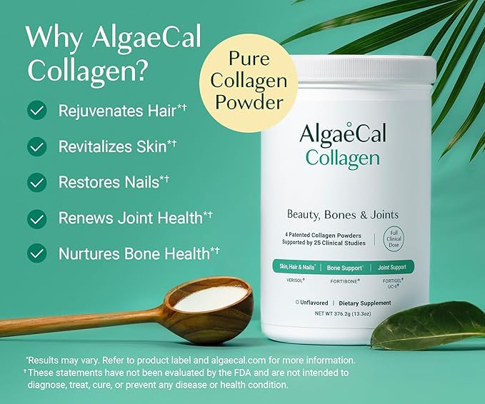 ALGAECAL Calcium &amp Collagen Bundle – Hydrolyzed Collagen Complete with Clinically-Supported Verisol Fortibone &amp Fortigel Plus 13 Bone Supporting Minerals and Vitamin D3 for Bone Health &amp