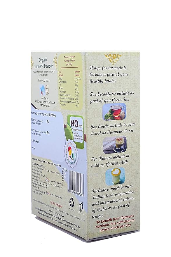 Rampura Organics (Karnataka) Organic Turmeric Powder - (Pack of 2Each of 300Grams)