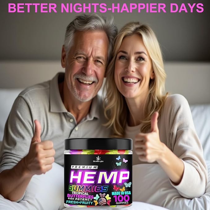 Hemp Gummies for Sleep Deep Calm Night Time-Natural Hempseed Oil Omega Butterflies Gummy Candy-Made in USA-100 Count