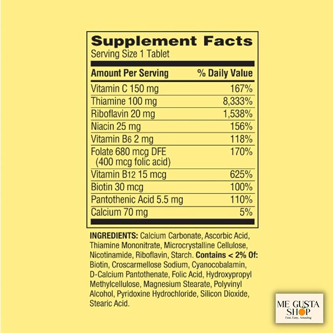 Super Vitamin B-Complex Tablets 500 Count Spring Valley + me Gusta Sticker