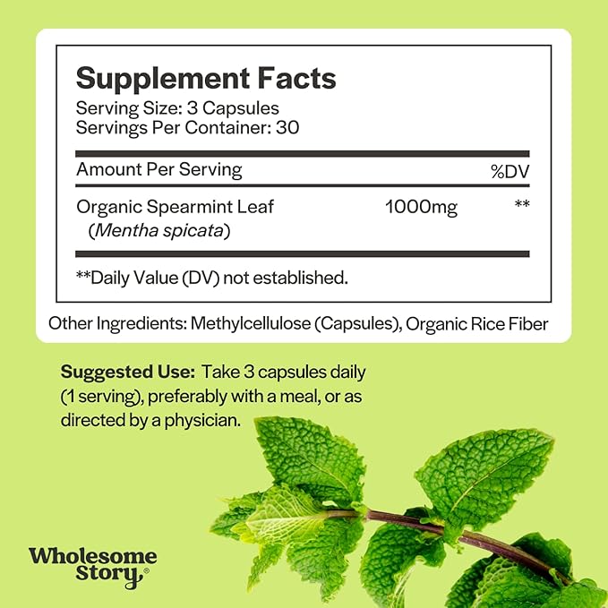 Spearmint + Zinc Magnesium &amp VIT B6 | Organic Spearmint Capsules + Zinc Picolinate Magnesium Glycinate &amp Vitamin B6 Bundle Supplement | Supports Hormones Fertility &amp Digestion | 30 &amp