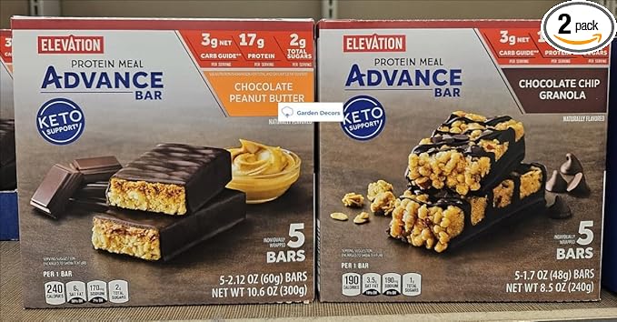 Generic Elavation Protein Meal Advance Bar Keto Support Chocolate Peanut Butter &amp Chocolate Chip Granola (Two Boxes)