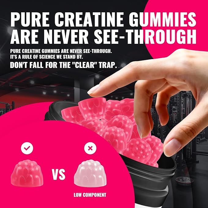Natures Aid NSF Certified Creatine Gummy 5g - Creatine Monohydrate Gummies – Pre-Workout Energy &amp Muscle Growth Support for Men &amp Women | Raspberry Electrolyte Gummies (135 Count)