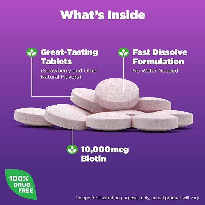 Natrol Vitamin B-12 5000mcg 200 Tablets &amp Biotin 10000mcg 60 Tablets for Cellular Energy Healthy Nervous System Hair Skin and Nails