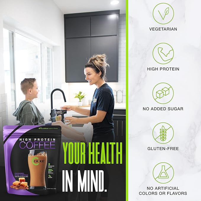 Chike Caramel High Protein Iced Coffee 20 G Protein 2 Shots Espresso 1 G Sugar Keto Friendly and Gluten Free 14 Servings (14.3 Ounce)