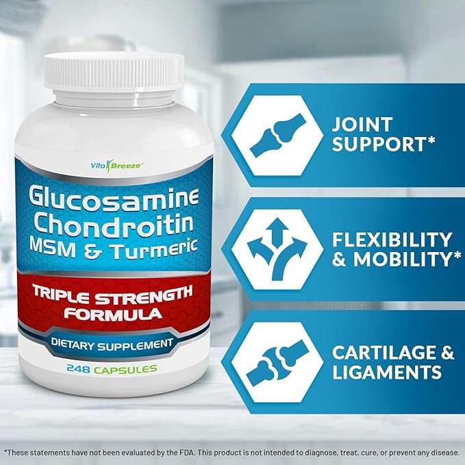 Glucosamine Chondroitin MSM &amp Turmeric Dietary Supplement - 248 Capsules