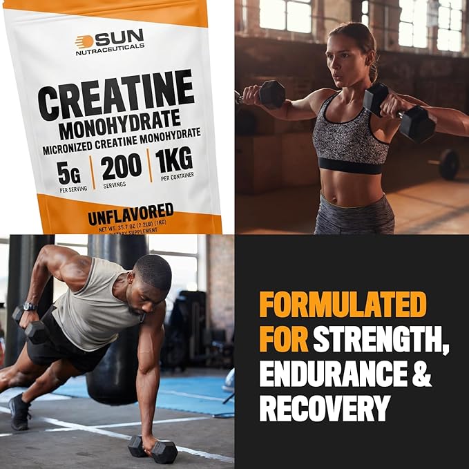 Micronized Creatine Monohydrate Powder 1kg (2.2lbs 200 Servings) - Bulk Creatine Powder Supplements 5g per serv Unflavored Third Party Tested Supports Muscle Strength for Men &amp Women