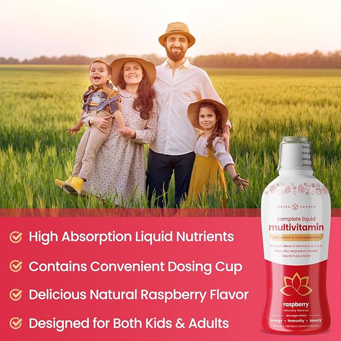 NutraChamps Biotin Gummies (2 Pack) and Liquid Multivitamins 3 Pack Bundle