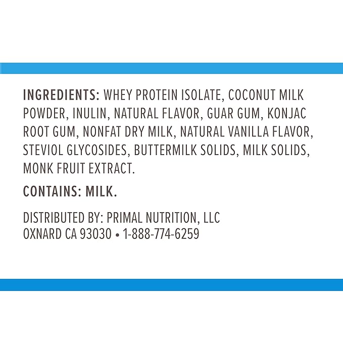 Primal Kitchen Primal Fuel Vanilla Coconut Whey Protein Drink Mix Gluten and Soy Free 1.85 Pounds