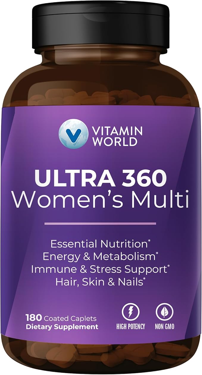 Vitamin World Ultra 360 Multivitamin for Women Women's Multivitamin with Herbs &amp Collagen for Hair Skin &amp Nails Supplement with Iron Vitamin A B C D E for Energy &amp Immune Support