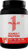 Rule 1 Source 7 Protein – Decadent Flavor Velvety Smooth Texture 22g Anytime Protein and 10g Naturally Occurring EAAs Per Serving from 7 Premium Sources (1.8 Pounds* Strawberries &amp Cream)