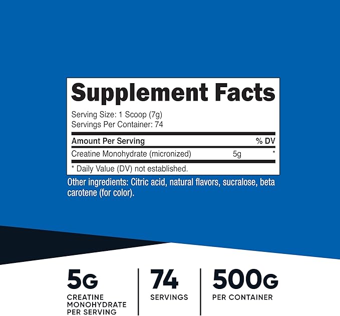 Nutricost Creatine Monohydrate Powder (Mandarin Orange 500 Gram) - Micronized Creatine Supplement - Vegan Non-GMO Gluten Free