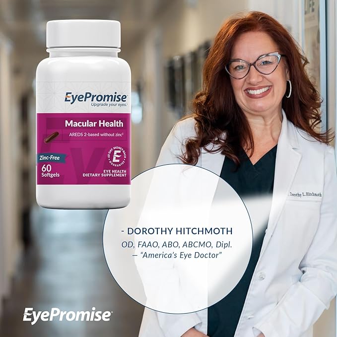 EyePromise Macular Health Eye Vitamin - 60 Softgels 30-Day Supply - Zinc-Free Eye Health Support with Zeaxanthin Lutein Vitamin C D &amp E and Omega 3 Fish Oil