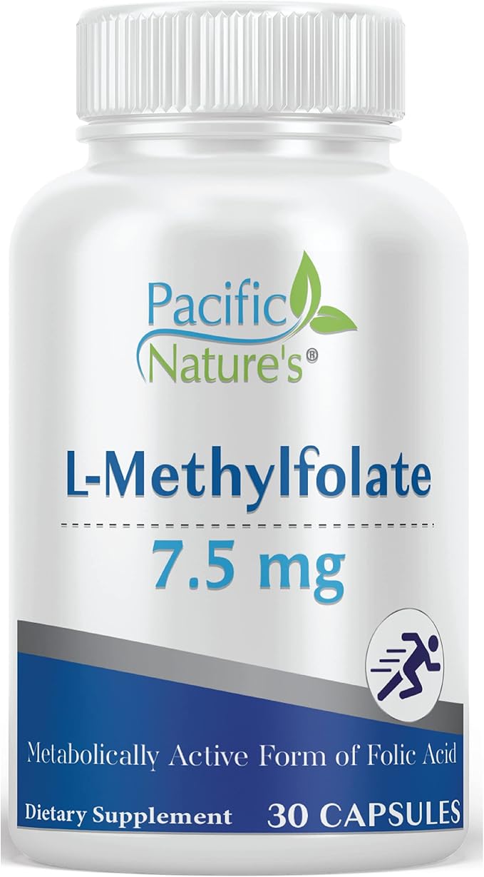 Pacific Nature's L-Methylfolate 7.5mg (30 Capsules) Natural Active Form of Folate for Overall Health Support - Gluten Free Non-GMO