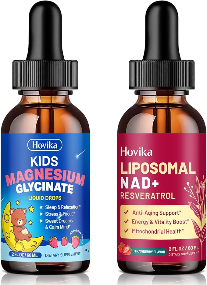 Magnesium Glycinate Liquid &amp Liposomal NAD+ Supplement for Kids &amp Adults
