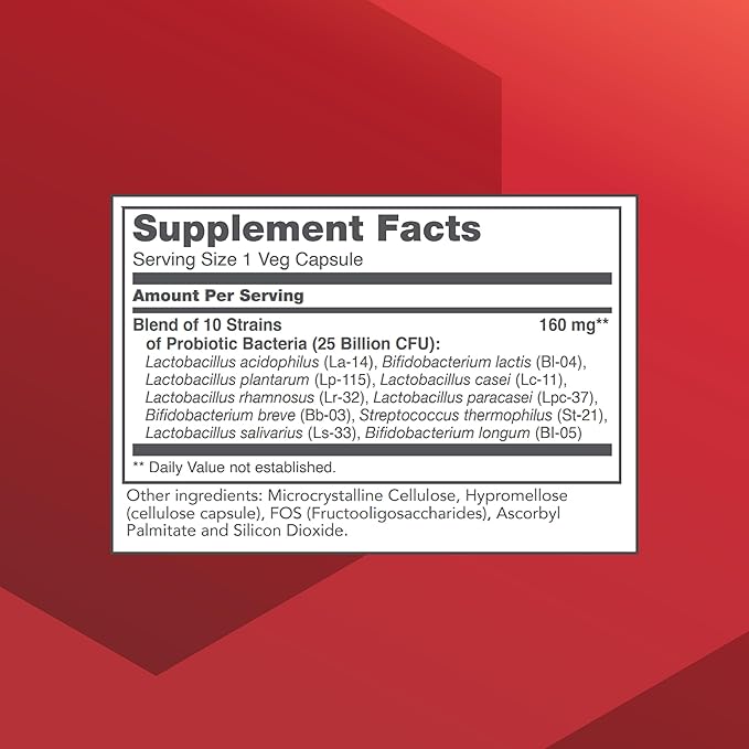 PROTOCOL FOR LIFE BALANCE Proto Dophilus 25 Billion 10 Strains - Support Digestive Gut Health Immune System &amp Detox - Dairy Wheat Soy &amp Gluten Free - Vegan &amp Nut Free - 50 Veg Capsules