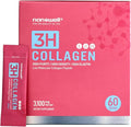 NANOWELL 3H Collagen Peptide Powder - Types I II &amp III with Vitamin C Hydrolyzed Elastin Peptide &amp Hyaluronic Acid - Supports Hair Skin Nails Joints &amp Bones - 60 Sticks 30 Day Suppl