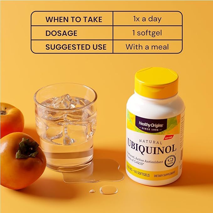 Healthy Origins Ubiquinol (Active Form of CoQ10) 200 mg - Ubiquinol Supplements for Heart Health &amp Antioxidant Support - Gluten-Free &amp Non-GMO Supplement - 30 Softgels