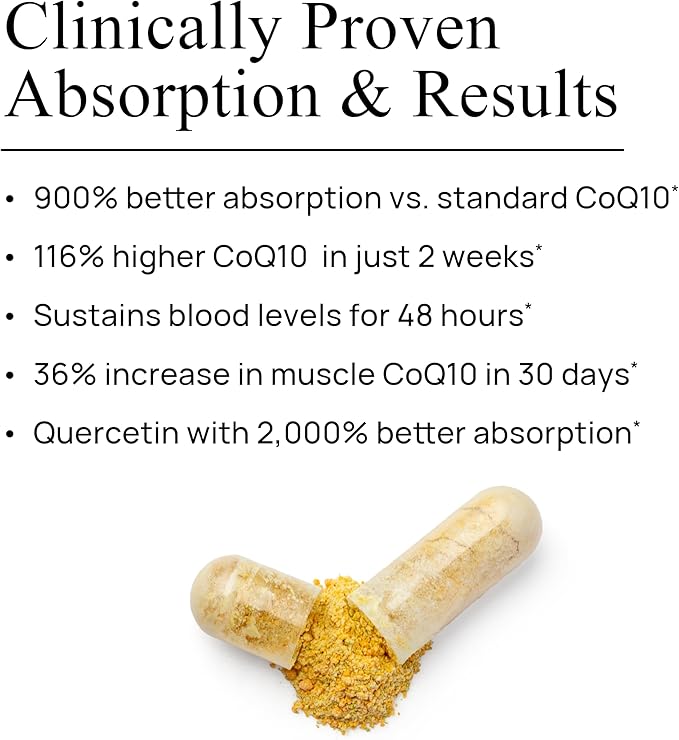 Durable CoQ10 – 300mg Coenzyme Q10 Phytosome with 9X Better Absorption + Quercetin – Heart Energy &amp Cellular Support – Doctor Formulated Vegan Non-GMO Made in USA Once-Daily (90 Capsules)