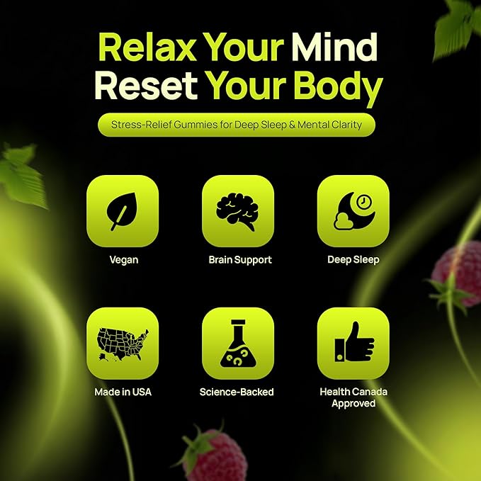 Brainaxe Relax Sleep Support Gummies for Adults – Melatonin-Free Natural Sleep Gummies Raspberry-Flavored Gummies Vegan Gluten-Free Non-GMO – 60 Gummies